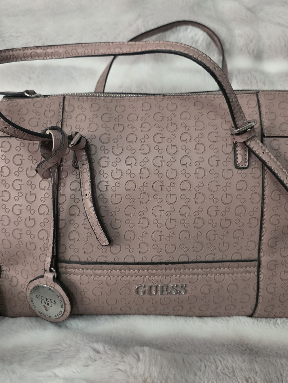 GUESS Blush Pink Signature Satchel Bag